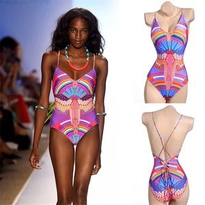 Sexy Bikini Printed  Swimwear halter back cross